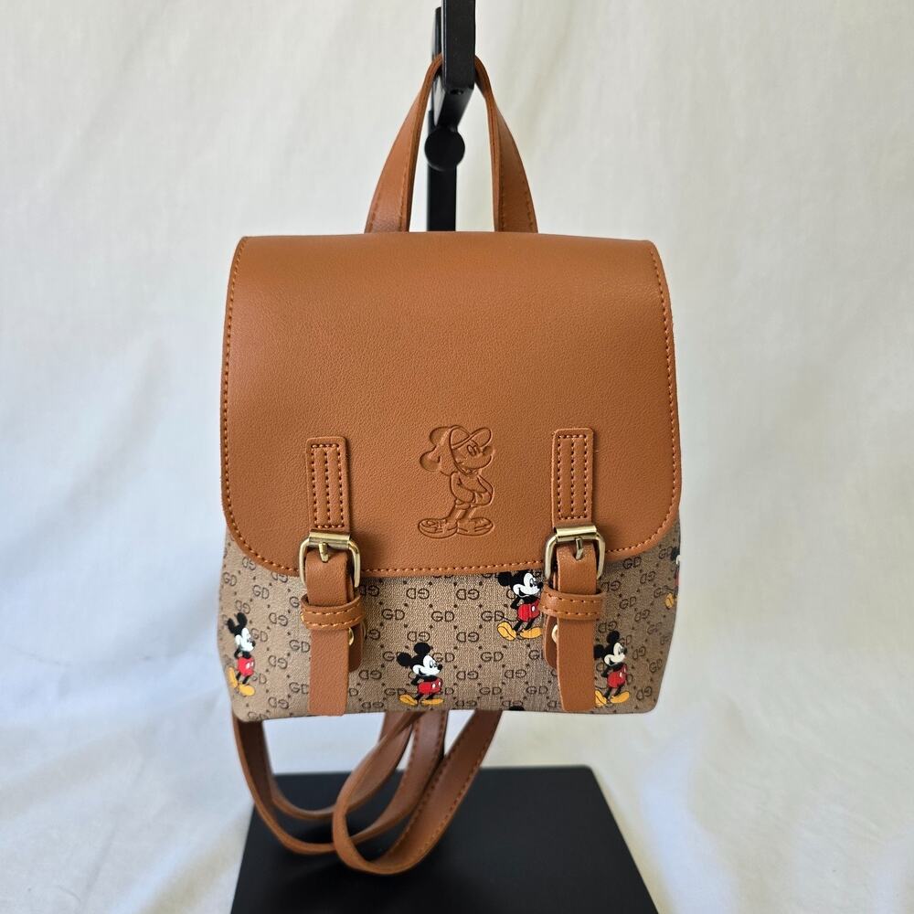 Mickey Mouse Themed Miniature Backpack Debossed Character 7.5" x 3.5" x 7.5" EUC